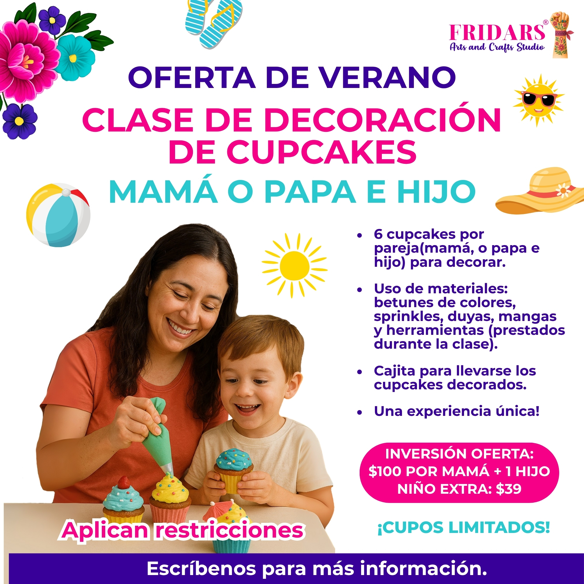 Oferta de Verano - Clase de Decoración de Cupcakes